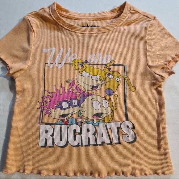 Nickelodeon Rugrats Girls Crop Tee M 7/8 Ribbed Graphic Scallop Hem Shirt - Picture 1 of 5